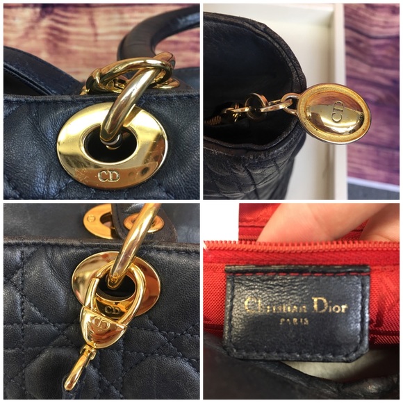 Christian Dior Navy Lady Dior Cannage Shoulder Bag - Picture 6 of 8